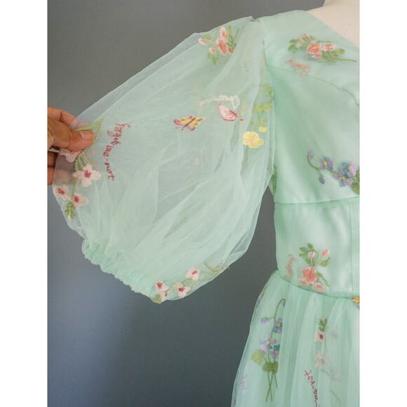 Fairy Butterfly Floral Embroidery Peasant Dress 20W Cottagecore Coquette Wedding - Picture 3 of 16